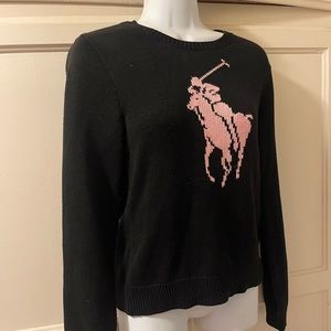 Ralph Lauren Black label sweater size M with Pink Pony,black and pink color.